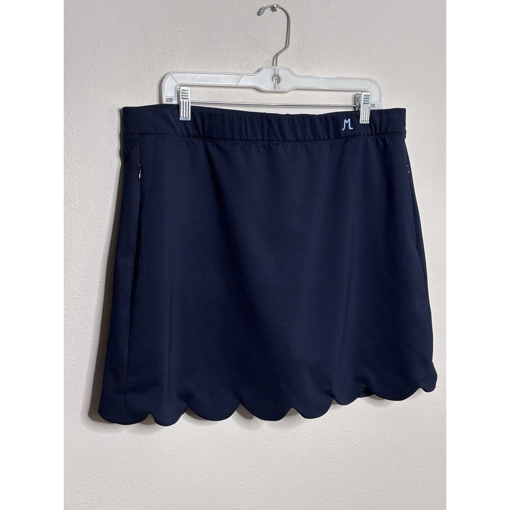 J. Mclaughlin Skort Navy Blue Scallop Hem Pockets Workout Golf Nautical Size XL